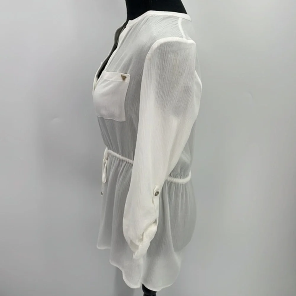 NWT Guess gauze like  off-white long sleeve lightweight cover/up XS